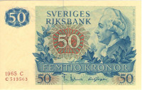 50 крон 1965 года. Швеция. р53а