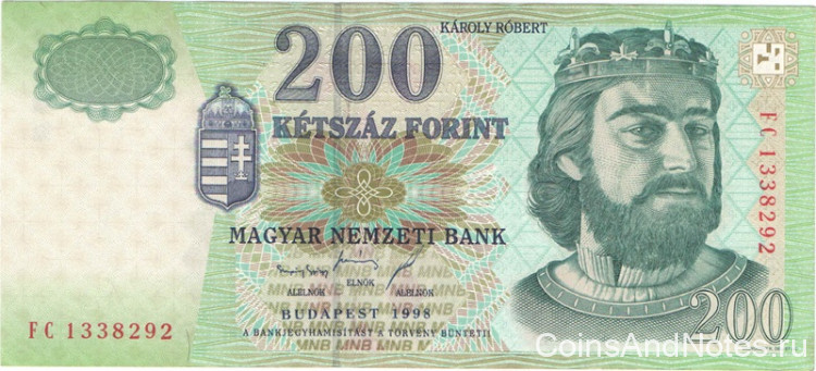 200 форинтов 1998 года. Венгрия. р178