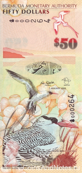 50 долларов 2009 года. Бермудские острова. р61а