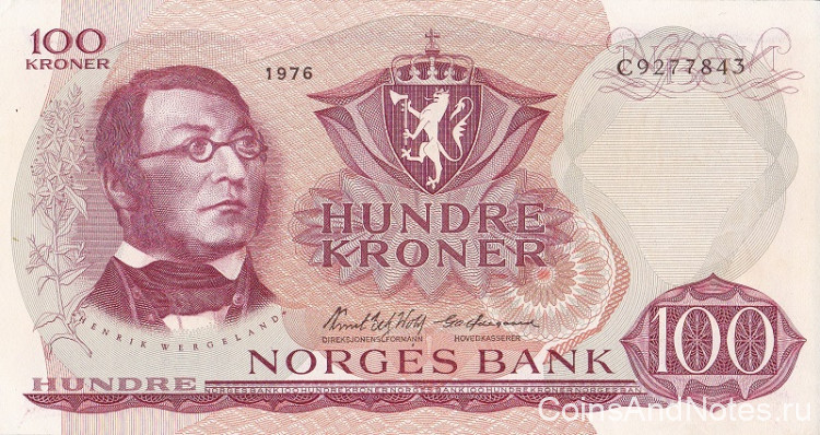 100 крон 1976 года. Норвегия. р38g