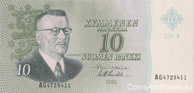 10 марок 1963 года. Финляндия. р104а(70)