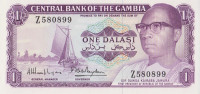 Банкнота 1 даласи 1972-1986 годов. Гамбия. р4g