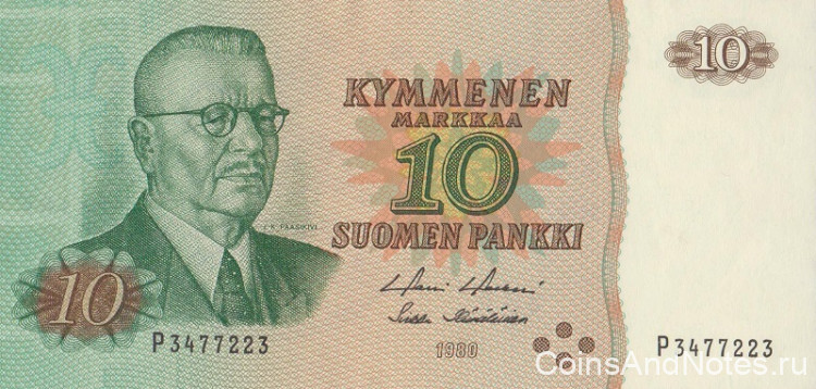 10 марок 1980 года. Финляндия. р111а(50)