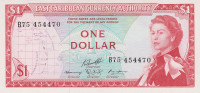 Банкнота 1 доллар 1965 года. Карибские острова. р13f(2)