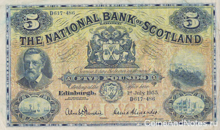 5 фунтов 1955 года. Шотландия. р259d