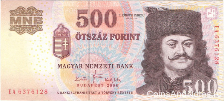 500 форинтов 2010 года. Венгрия. р196с 500 форинтов 2010 года. Венгрия. р196с