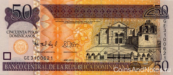 50 песо 2012 года. Доминиканская республика. р183b