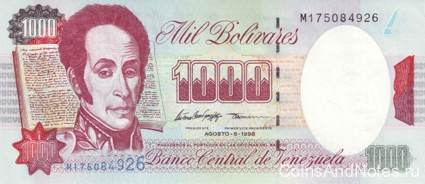 1000 боливаров 06.08.1998 года. Венесуэла. р76d