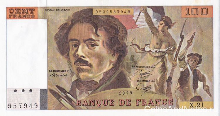 100 франков 1979 года. Франция. р154а(79)