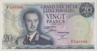 Банкнота 20 франков 1966 года. Люксембург. р54а(2)