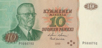 Банкнота 10 марок 1980 года. Финляндия. р111а(46)