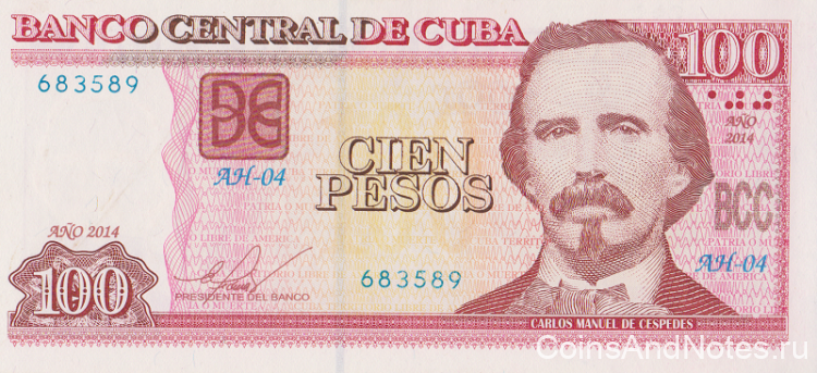 100 песо 2014 года. Куба. р129f