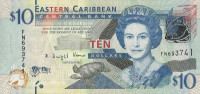 Банкнота 10 долларов 2012 года. Карибские острова. р52а
