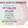 50 миллионов долларов 02.04.2008 года. Зимбабве. р57