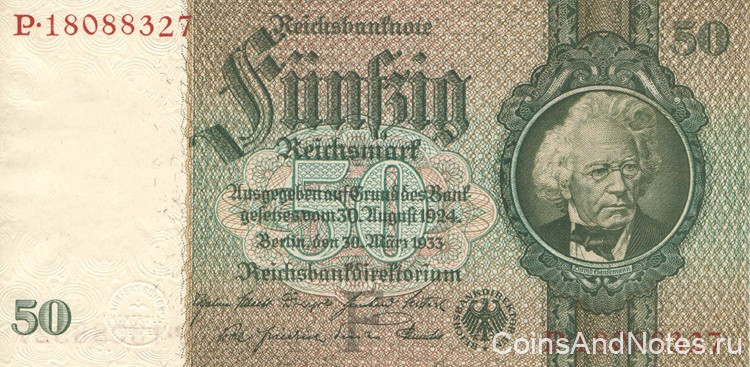 50 рейхсмарок 1933 года. Германия. р182а(2-2)