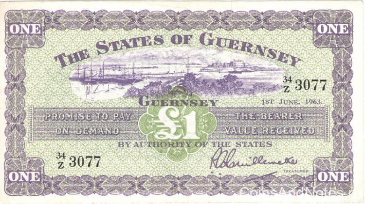 1 фунт 1963 года. Гернси. р43b