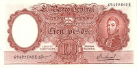 100 песо 1954-1968 годов. Аргентина. р272(10)