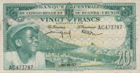 20 франков 1957 года. Бельгийское Конго. р31