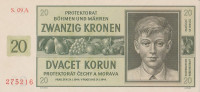 Банкнота 20 крон 1944 года. Богемия и Моравия. р9а(1)