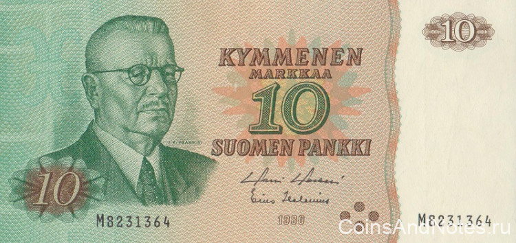 10 марок 1980 года. Финляндия. р111а(45)