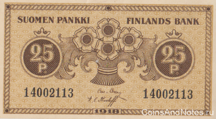 25 пенни 1918 года. Финляндия. р33(2)