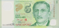 5 долларов 2007-2023 годов. Сингапур. р47g