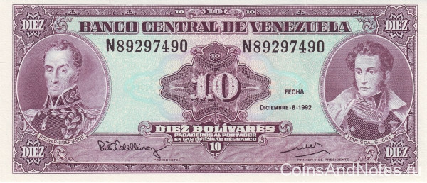 10 боливар 1992 года. Венесуэла. р61c