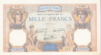 1000 франков 21.09.1939 года. Франция. р90с
