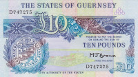 Банкнота 10 фунтов 1980-1989 годов. Гернси. р50b