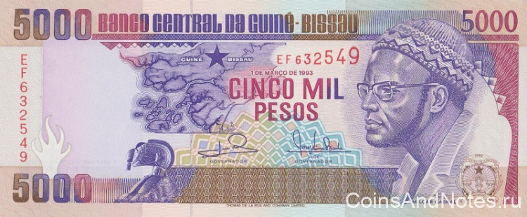 5000 песо 1993 года. Гвинея-Биссау. р14b