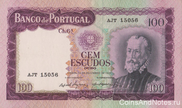 100 эскудо 1961 года. Португалия. р165а(4)