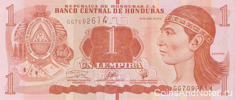 1 лемпира 2019 года. Гондурас. р96(19)