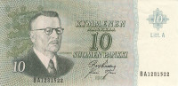 10 марок 1963 года. Финляндия. р104а(106)