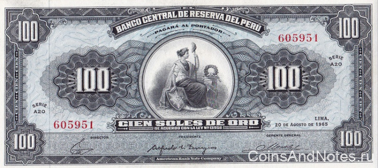 100 солей 1965 года. Перу. р90а