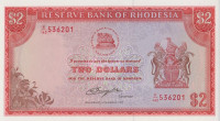 Банкнота 2 доллара 1977 года. Родезия. р35с