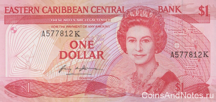 1 доллар 1985-1988 годов. Карибские острова. р17к