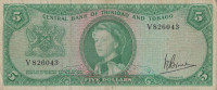 Банкнота 5 долларов 1964 года. Тринидад и Тобаго. р27с