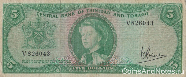 5 долларов 1964 года. Тринидад и Тобаго. р27с