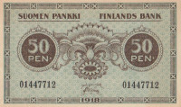 50 пенни 1918 года. Финляндия. р34(6)