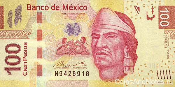 100 песо 2013 года. Мексика. р124