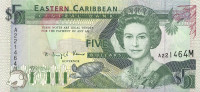 5 долларов 1993 года. Карибские острова. р26m