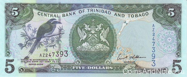 5 долларов 2006 года. Тринидад и Тобаго. р47а
