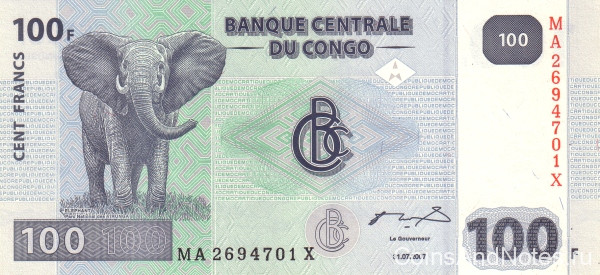 100 франков 2007 года. Конго. р new