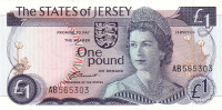 Банкнота 1 фунт 1976 года. Джерси. р11а