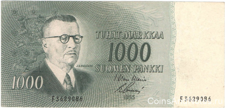1000 марок 1955 года. Финляндия. р93а(8)
