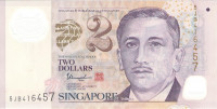 Банкнота 2 доллара 2006-2015 годов. Сингапур. р46g