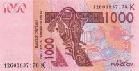 1000 франков 2012 года. Сенегал. р715Кj