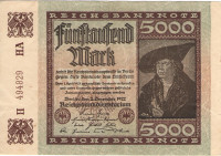 5000 марок 02.12.1922 года. Германия. р81с