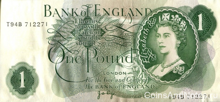 1 фунт 1960-1977 годов. Великобритания. р374g