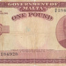 1 фунт 1949 года. Мальта. р22